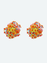 Load image into Gallery viewer, Colorful flower statement earrings.