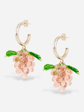 Load image into Gallery viewer, Grape earrings made of sterling silver hoops and glass beads.