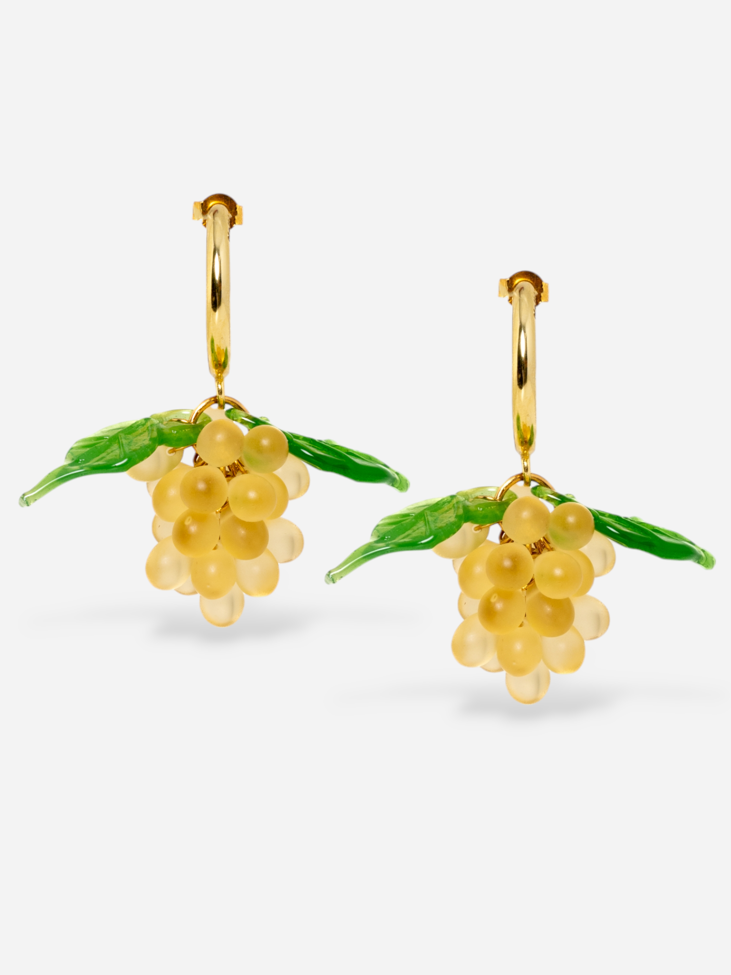 Handmade Gold Plated Sterling Silver Grape Earrings Yellow Beads