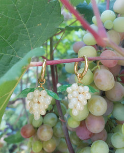 Handmade Gold Hoop Earrings with Opal Yellow Grape charm