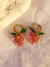 Load image into Gallery viewer, Grape gold hoop earrings.