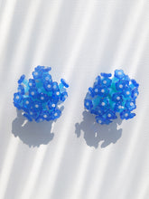 Load image into Gallery viewer, Handmade statement flower beaded earrings with a retro style.