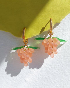 Handmade Gold Hoop Earrings with Rosaline Grape charm