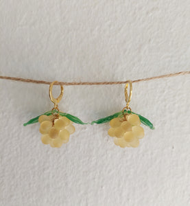 Cute handmade sterling silver huggie hoop earrings with Berries charm made of Czech and Murano glass beads. The perfect colorful jewelry.