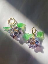 Load image into Gallery viewer, Cute handmade sterling silver huggie hoop earrings with Berries charm made of Czech and Murano glass beads. The perfect colorful jewelry for you or a gift.